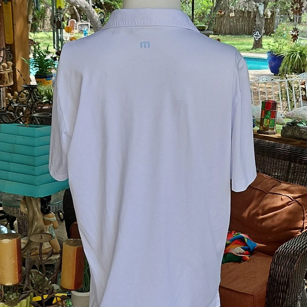 Travis Mathew Tropical Golf Polo Shirt Size XL White Cotton Blend Spanish Oaks - Picture 6 of 9